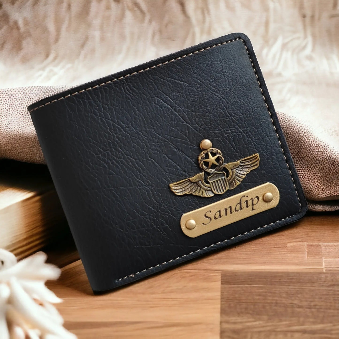 Personalised Men's Wallet, Metal Keychain & Premium Pen