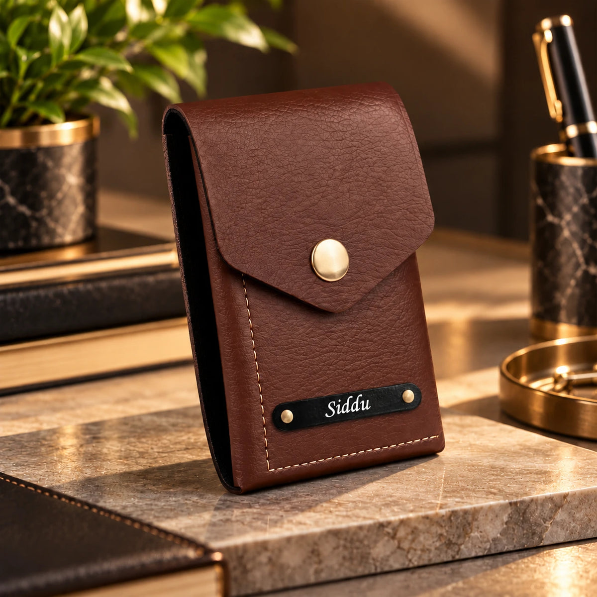 Men's Personalized Slim Vegan Leather Wallet | Quick Access Card Holder