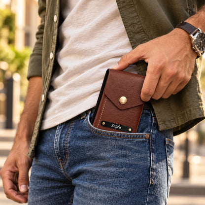 Men's Personalized Slim Vegan Leather Wallet | Quick Access Card Holder