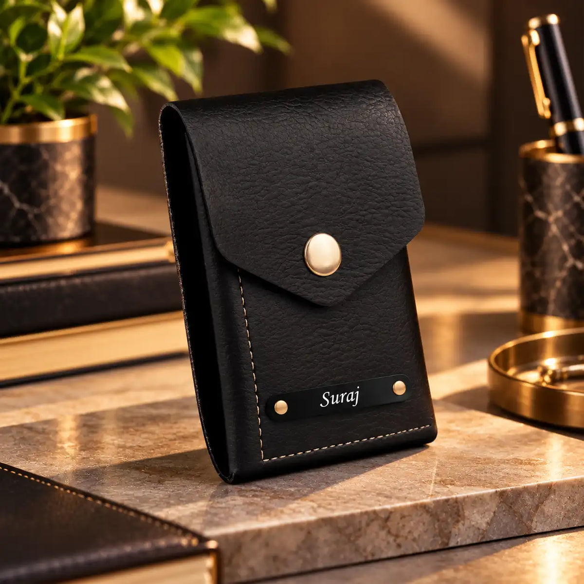 Men's Personalized Slim Vegan Leather Wallet | Quick Access Card Holder