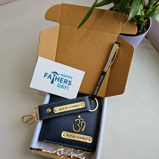 Personalised Men's Wallet, Keychain & Premium Pen